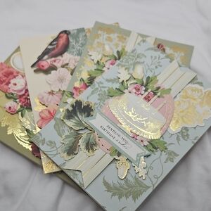 Elegant Floral Greeting Cards with Gold Accents